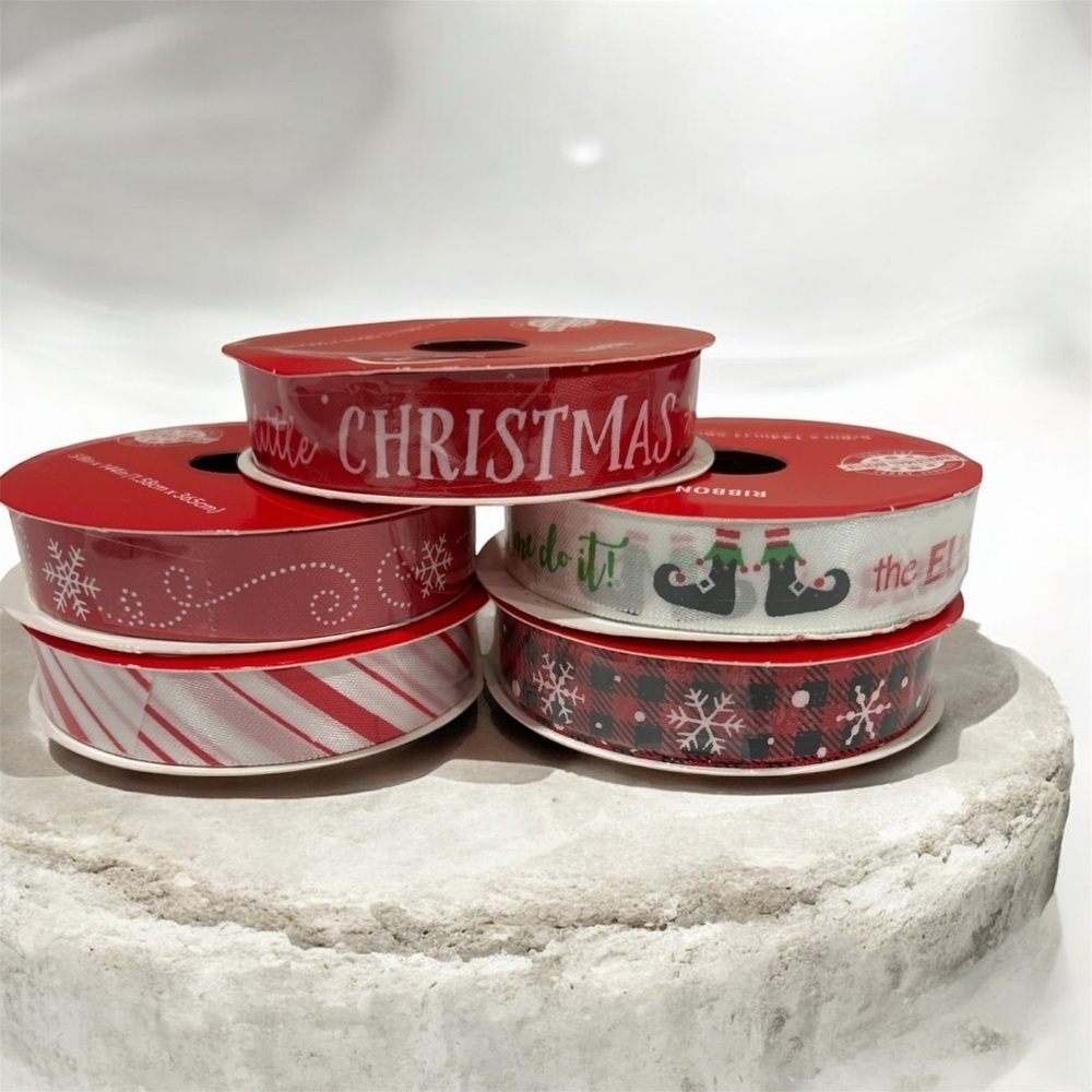 Festive Holiday Ribbon Set - Red, Green, White
